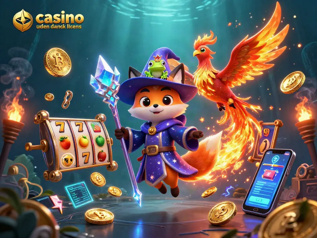Immerse in thrilling games at casino uden dansk licens, featuring a wizard fox and enchanting elements.