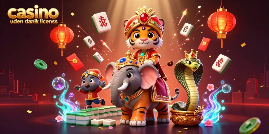 Win big at casino uden dansk licens with vibrant 3D cartoon characters and game elements.