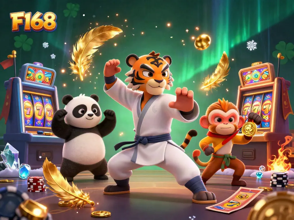 Engage with F168's thrilling slots as the kung fu tiger and friends bring luck and excitement to your game.