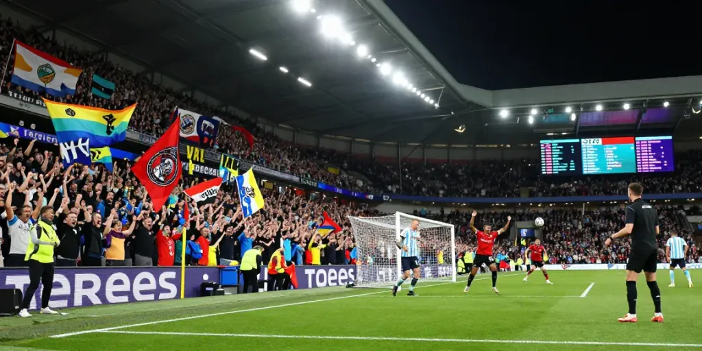 Exciting football match scene showcasing soccer action and passionate fan engagement in bóng đá socolive atmosphere.