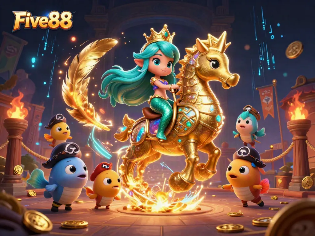 Experience the excitement of Five88 with vibrant casino-themed elements and engaging characters.